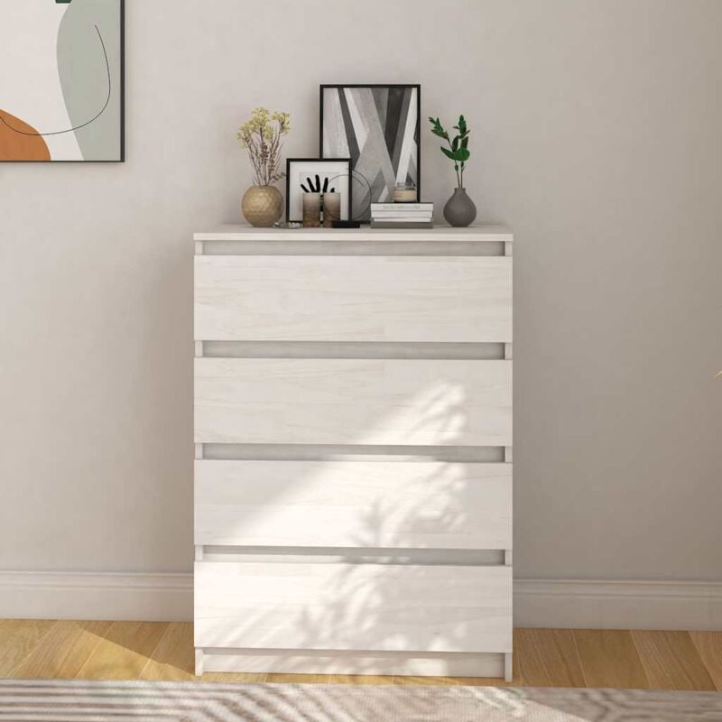 foto del prodotto credenza bianca 60x36x84 cm in legno massello di pino vidaxl