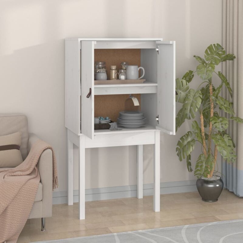 foto del prodotto credenza bianca 60x40x120 cm in legno massello di pino vidaxl