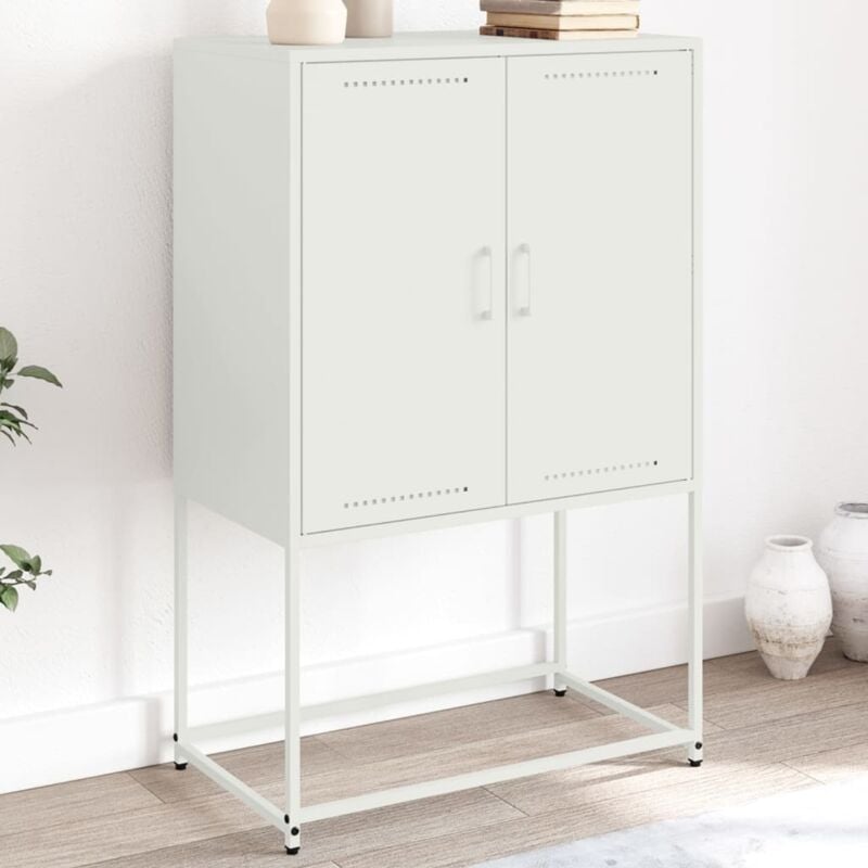 foto del prodotto credenza bianca 68,5x38,5x107 cm in acciaio vidaxl