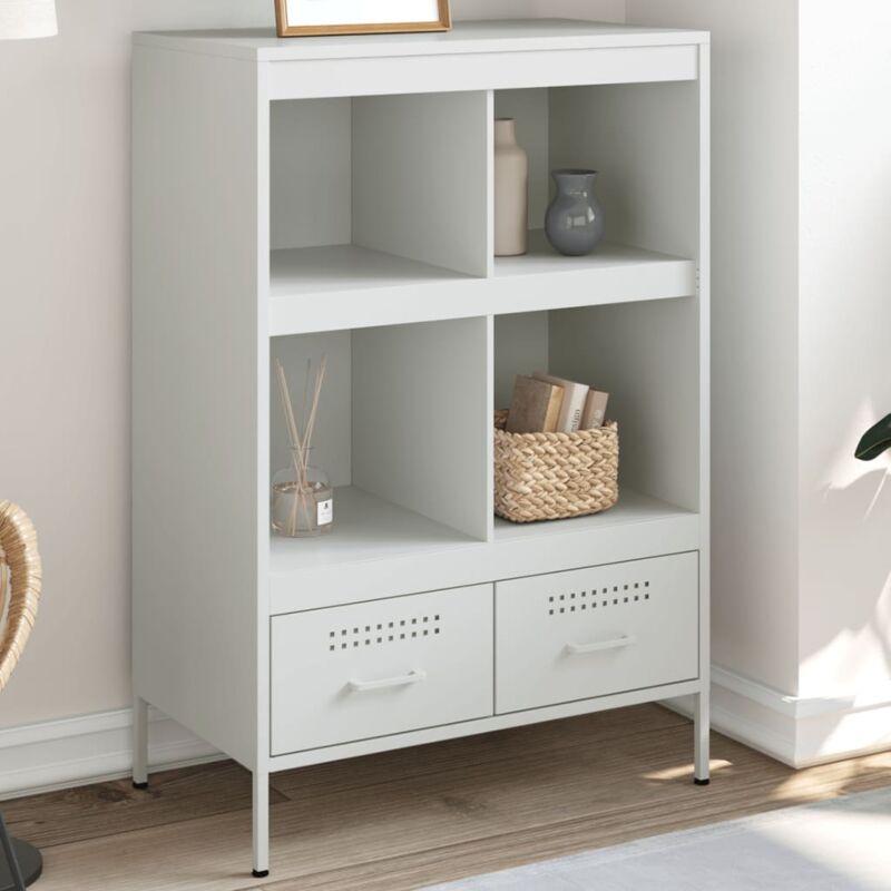 foto del prodotto credenza bianca 68x39x101,5 cm in acciaio vidaxl