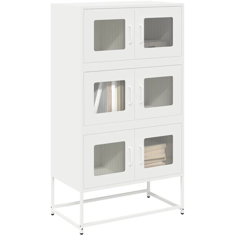 foto del prodotto credenza bianca 68x39x123 cm in acciaio vidaxl