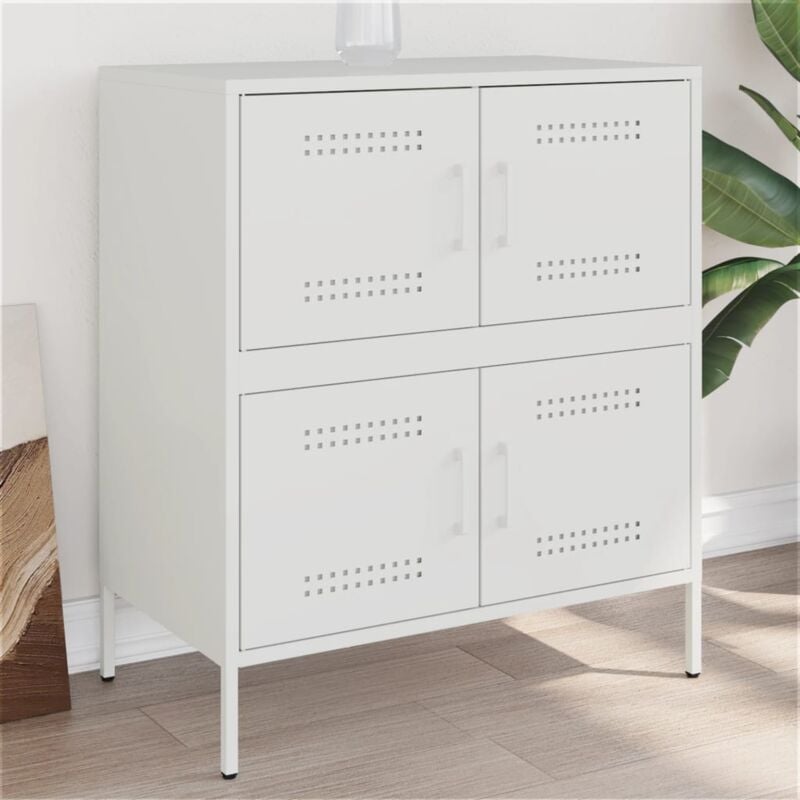 foto del prodotto credenza bianca 68x39x79 cm in acciaio vidaxl