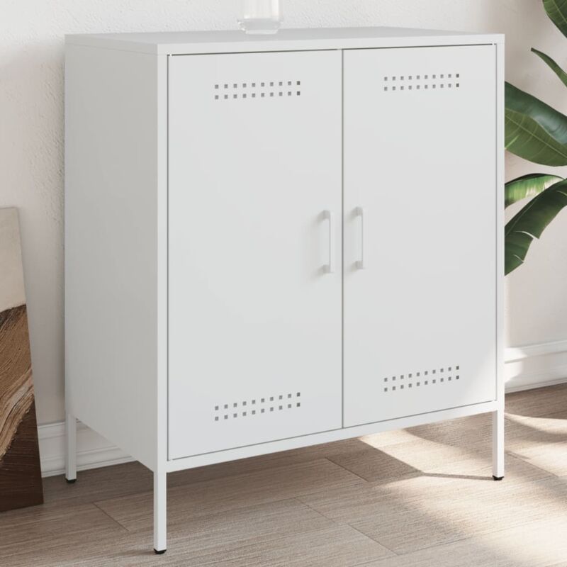 foto del prodotto credenza bianca 68x39x79 cm in acciaio vidaxl