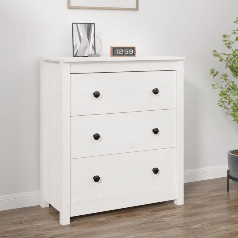 foto del prodotto credenza bianca 70x35x80 cm in legno massello di pino vidaxl