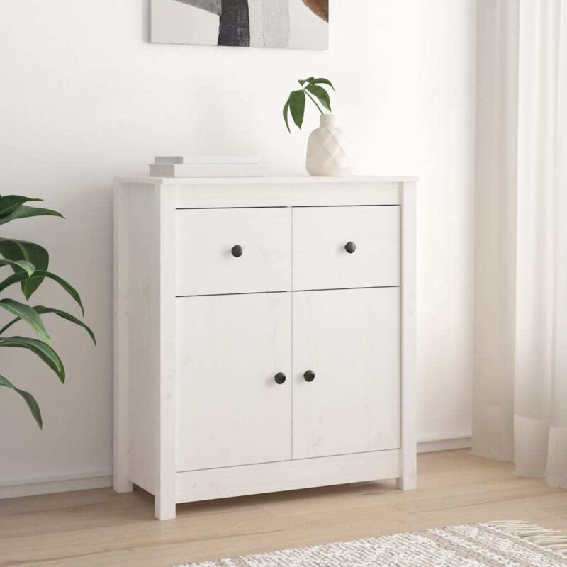 foto del prodotto credenza bianca 70x35x80 cm in legno massello di pino vidaxl