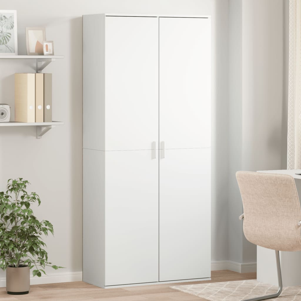 foto del prodotto credenza bianca 80x35x180 cm in legno multistrato