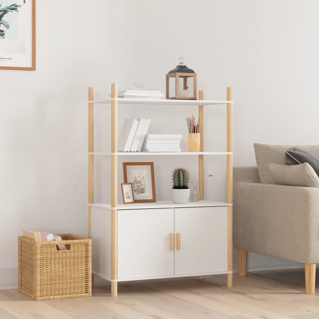 foto del prodotto credenza bianca 80x40x121 cm in legno multistrato cod mxl 12290