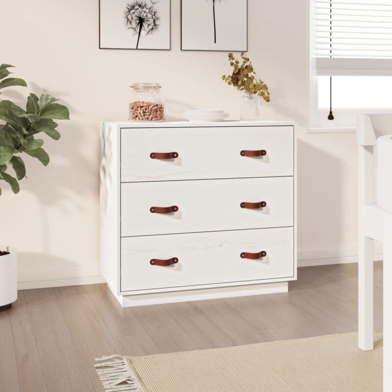 foto del prodotto credenza bianca 80x40x75 cm in legno massello di pino vidaxl