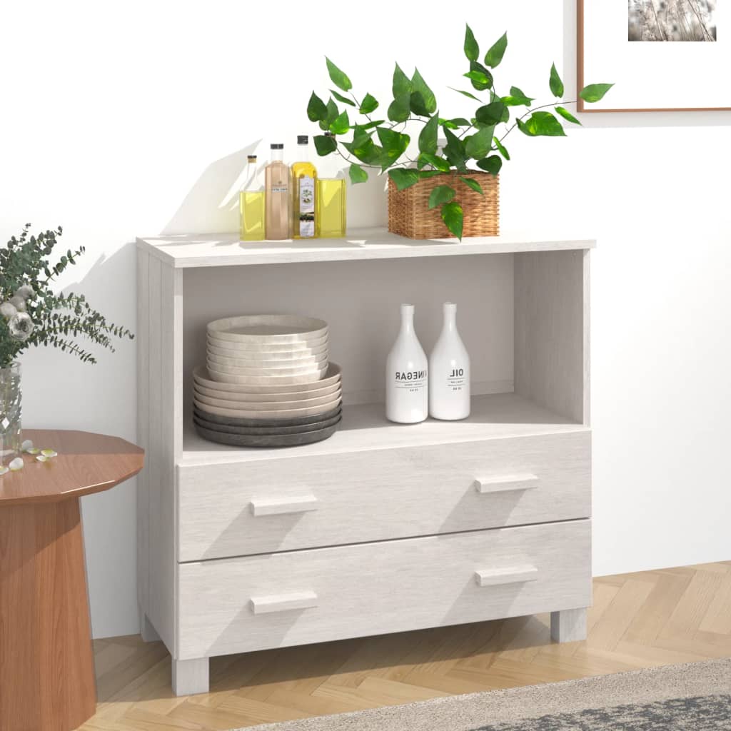 foto del prodotto credenza bianca 85x35x80 cm in legno massello di pino cod mxl 25748
