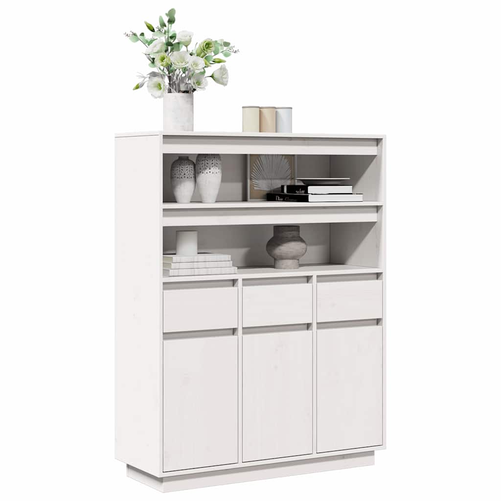 foto del prodotto credenza bianca 89x34x116,5 cm in legno massello di pino