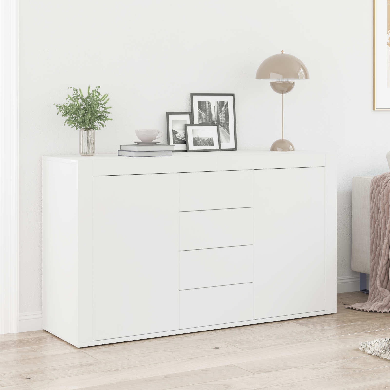 foto del prodotto credenza bianca bianca legno 120 x 36 x 69 cm stoccaggio