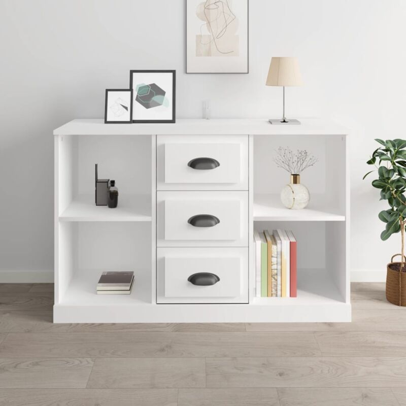 foto del prodotto credenza bianco lucido 104,5x35,5x67,5 cm in legno multistrato vidaxl