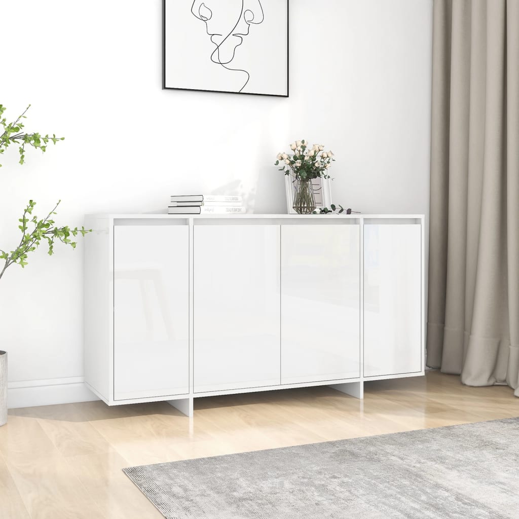 foto del prodotto credenza bianco lucido 135x41x75 cm in truciolato
