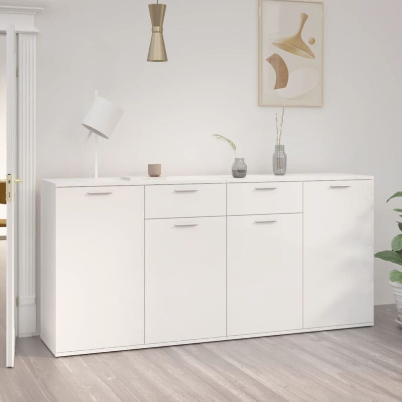 foto del prodotto credenza bianco lucido 160x36x75 cm in legno multistrato vidaxl
