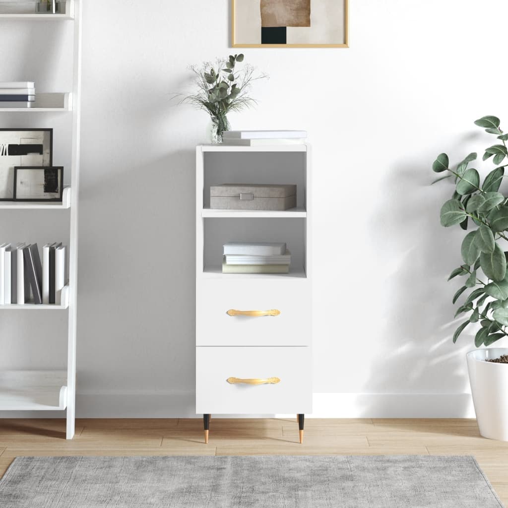 foto del prodotto credenza bianco lucido 34,5x34x90 cm in legno multistrato
