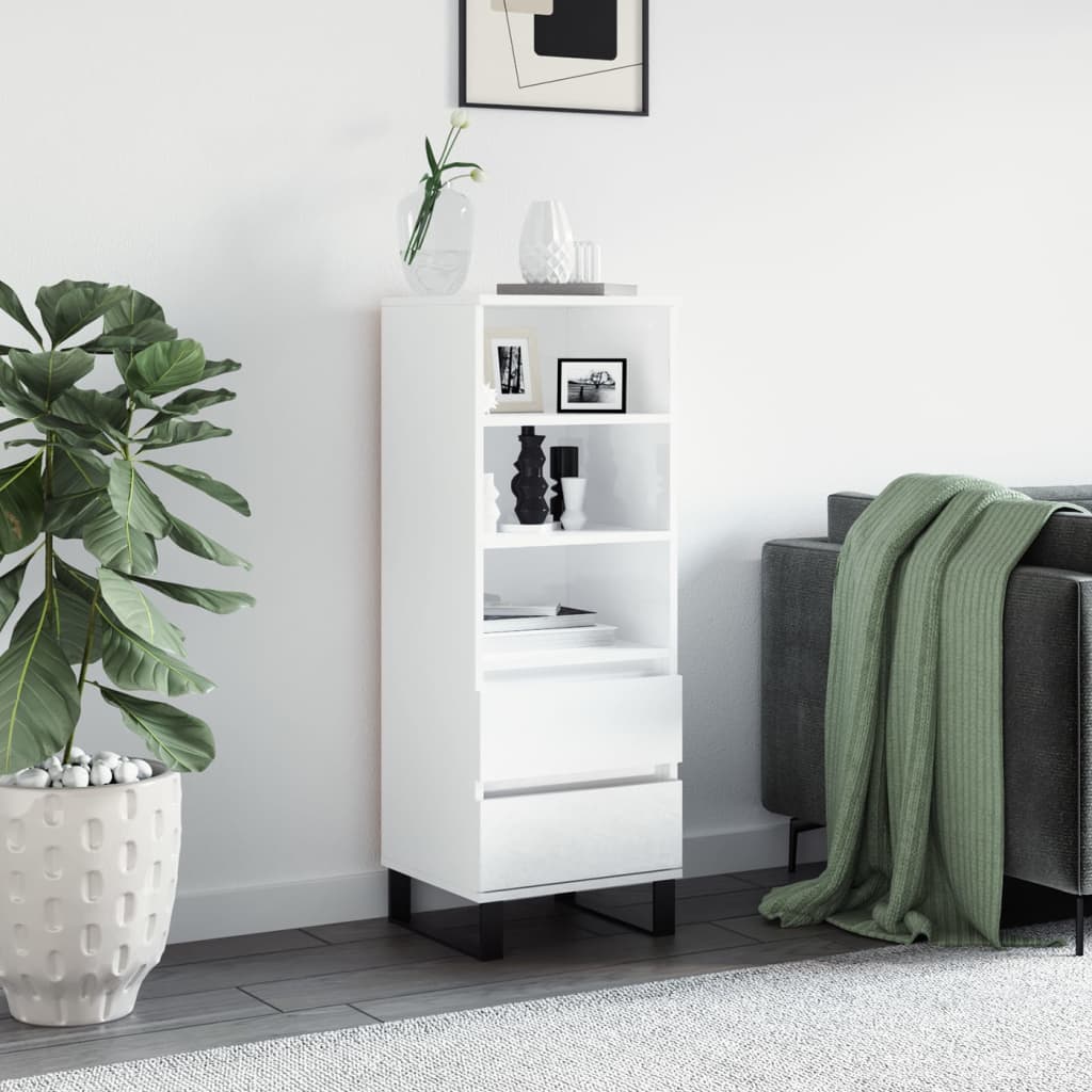 foto del prodotto credenza bianco lucido 40x36x110 cm in legno multistratocod mxl 102791