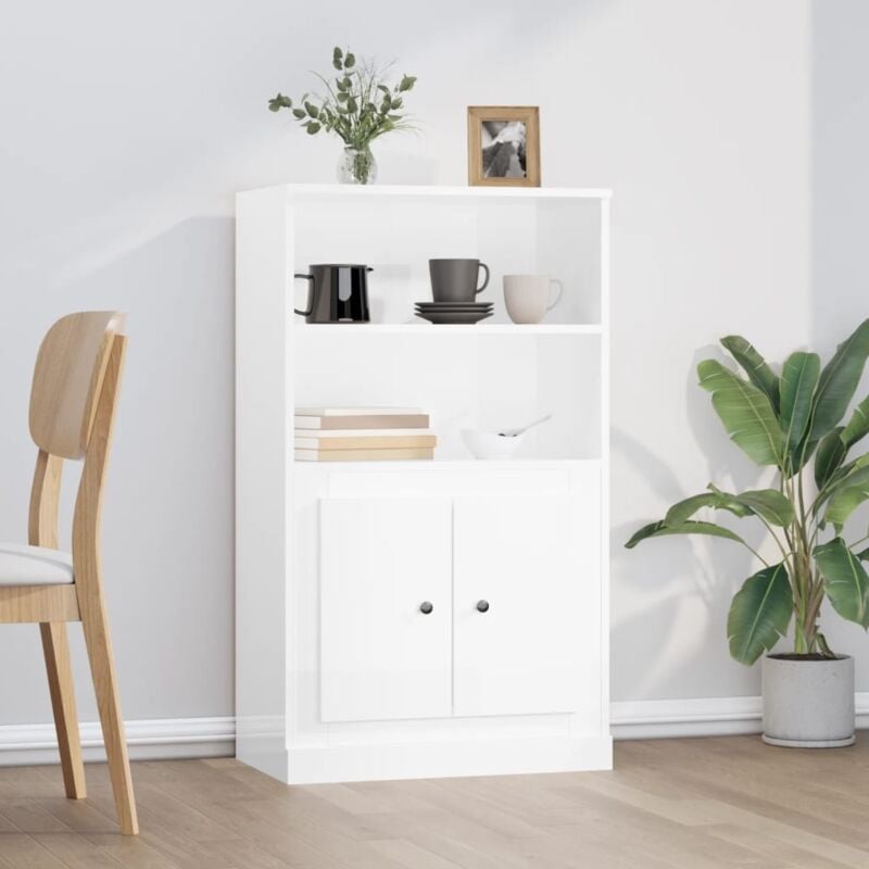 foto del prodotto credenza bianco lucido 60x35,5x103,5 cm in legno multistrato vidaxl 804360
