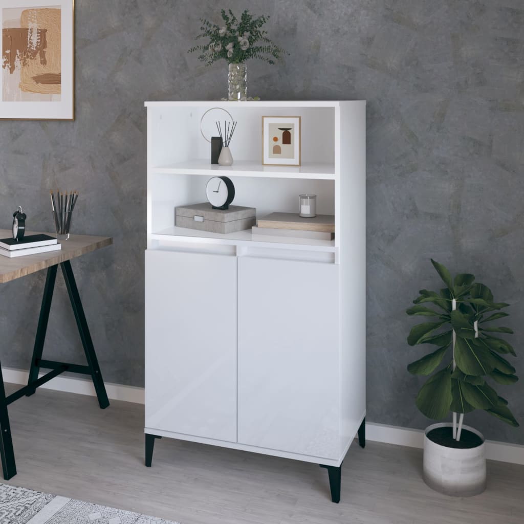 foto del prodotto credenza bianco lucido 60x36x110 cm in legno multistrato cod mxl 11564