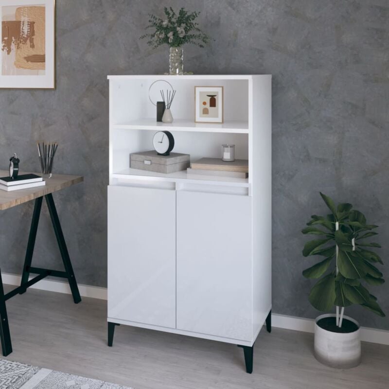 foto del prodotto credenza bianco lucido 60x36x110 cm in legno multistrato vidaxl