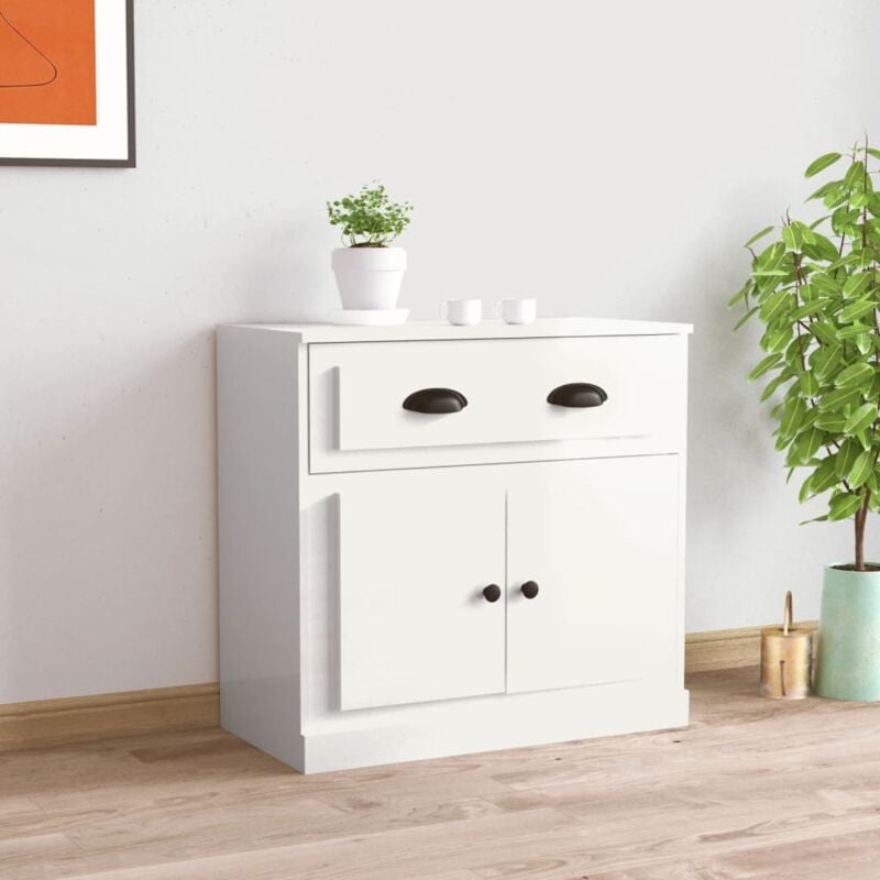 foto del prodotto credenza bianco lucido 70x35,5x67,5 cm in legno multistrato vidaxl