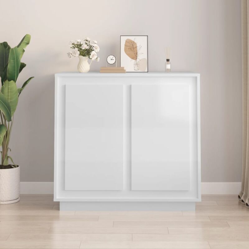 foto del prodotto credenza bianco lucido 80x34x75 cm in legno multistrato vidaxl