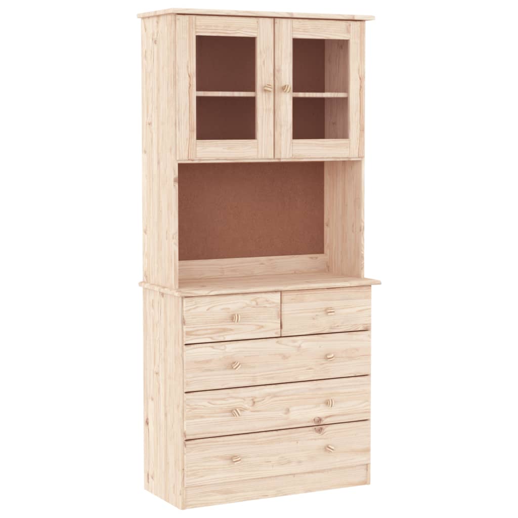 foto del prodotto credenza buffet cassettiera mobile contenitore organizer cucina soggiorno salotto alta 77 x 35 x 165 cm legno massello di pino marrone 02 0029673