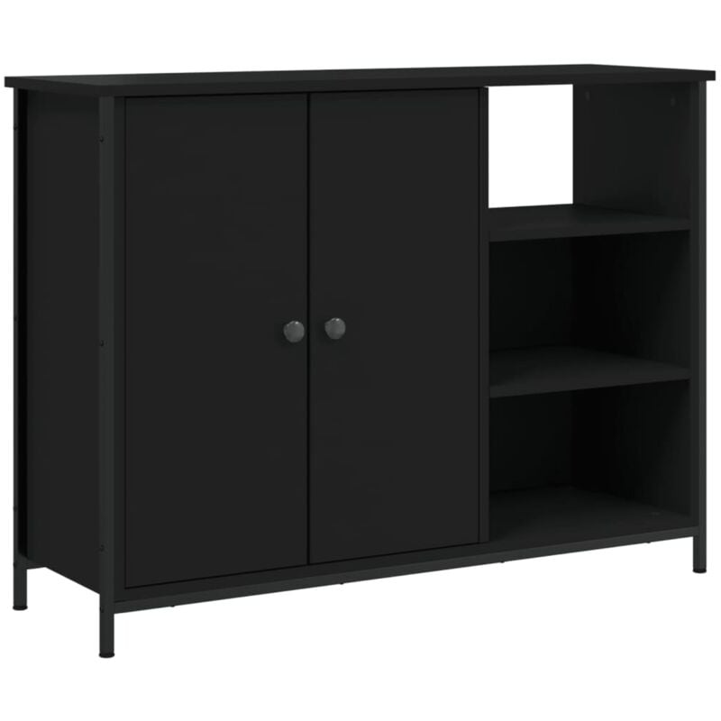 foto del prodotto credenza buffet cassettiera mobile contenitore organizer cucina soggiorno soggiorno 100 x 33 x 75 cm derivati del legno nero 020035788
