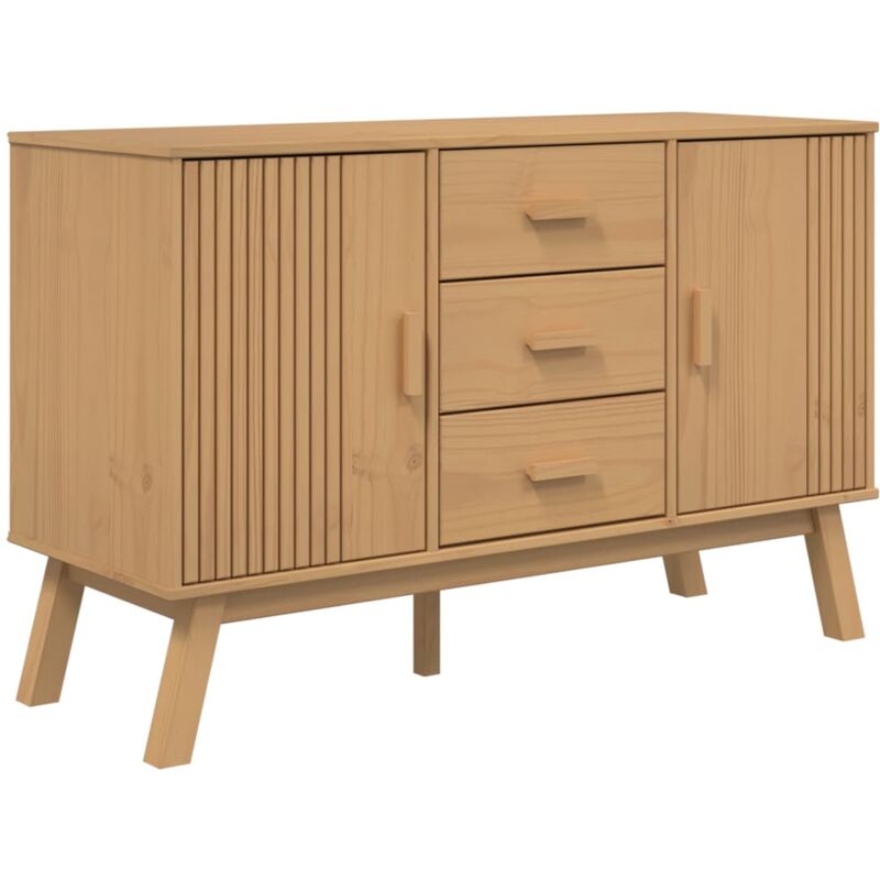foto del prodotto credenza buffet cassettiera mobile contenitore organizer cucina soggiorno soggiorno 114 x 43 x 73,5 cm legno di pino massiccio marrone 020036181