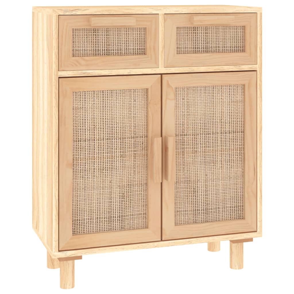 foto del prodotto credenza buffet cassettiera mobile contenitore organizer cucina soggiorno soggiorno 60 x 30 x 75 cm legno di pino massiccio e rattan naturale marrone 02 0035720