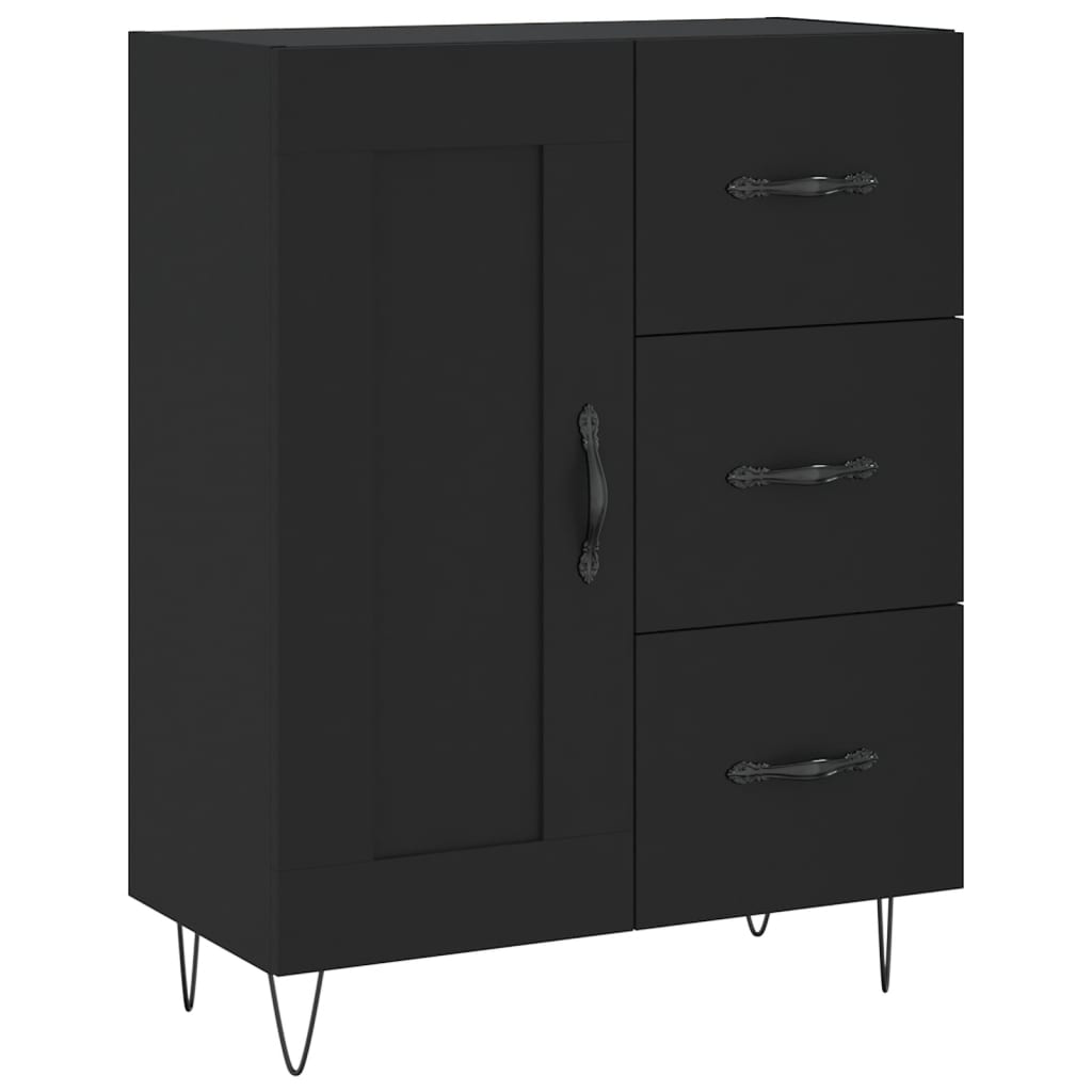 foto del prodotto credenza buffet cassettiera mobile contenitore organizer cucina soggiorno soggiorno 69,5 x 34 x 90 cm multistrato nero 02 0036085