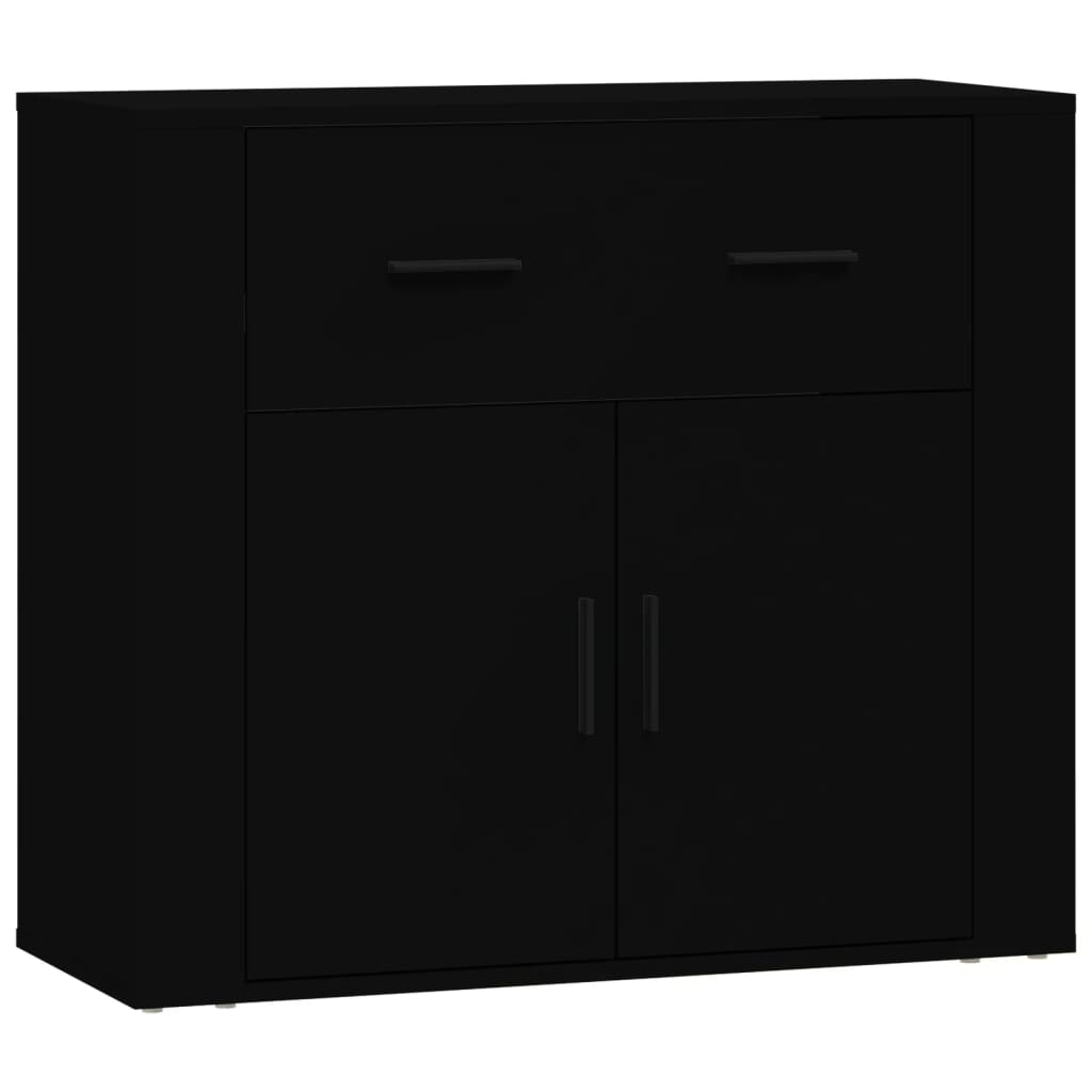foto del prodotto credenza buffet cassettiera mobile contenitore organizer cucina soggiorno soggiorno 80 x 33 x 70 cm pannello composito nero 02 0036133