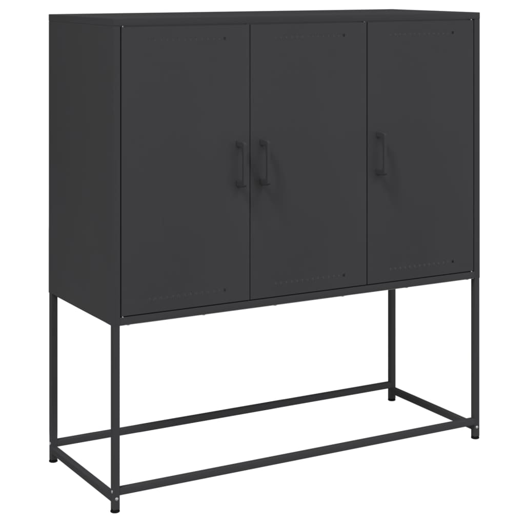 foto del prodotto credenza buffet cassettiera mobile contenitore organizer cucina soggiorno soggiorno alto 100,5 x 39 x 107 cm acciaio nero 02 0034761