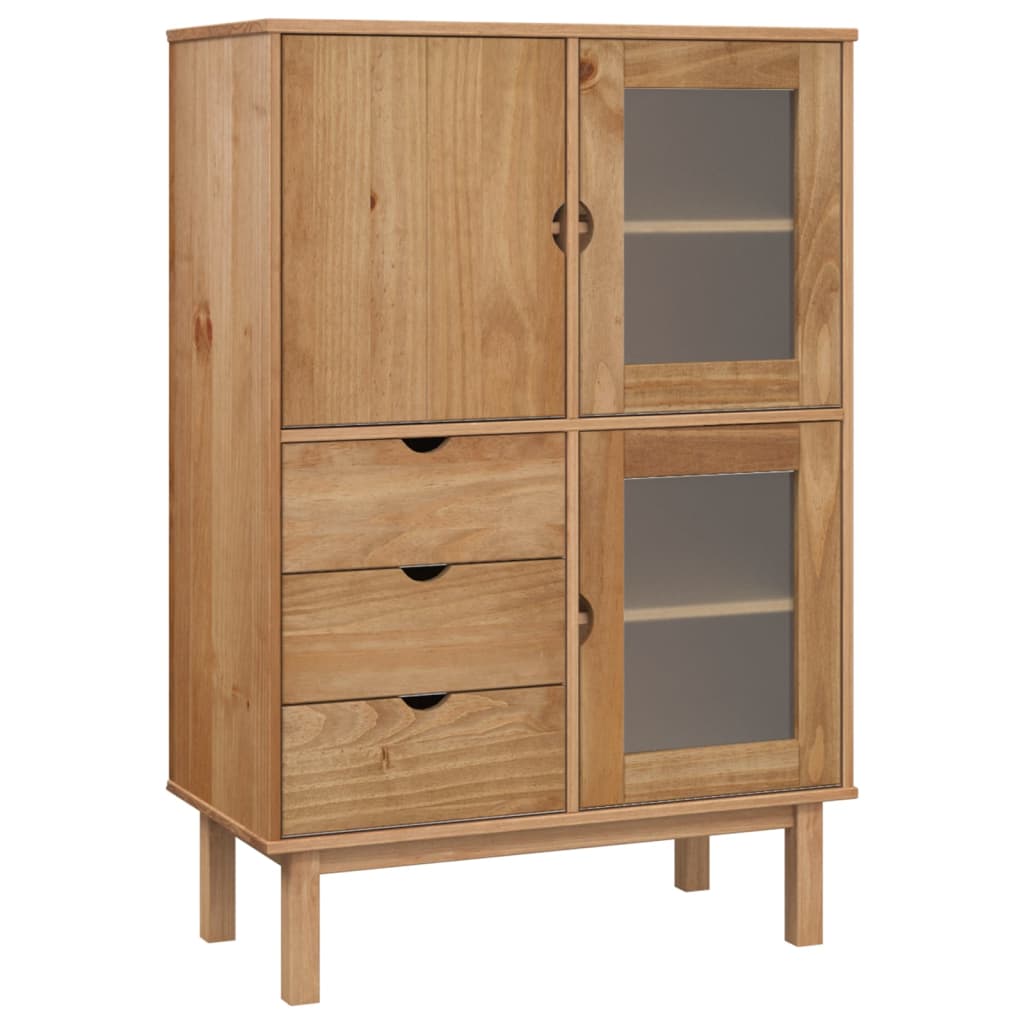 foto del prodotto credenza buffet cassettiera mobile contenitore organizer cucina soggiorno soggiorno alto 85 x 43 x 125 cm legno massello di pino marrone 02 0035150