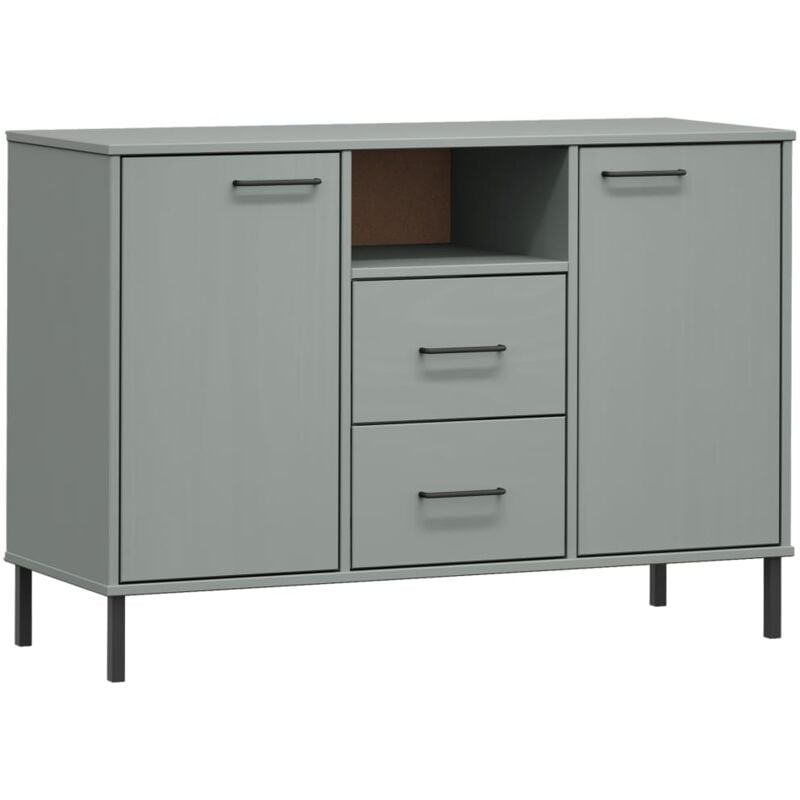foto del prodotto credenza buffet cassettiera mobile contenitore organizer cucina soggiorno soggiorno con gambe in metallo 113 x 40 x 77 cm legno massello grigio