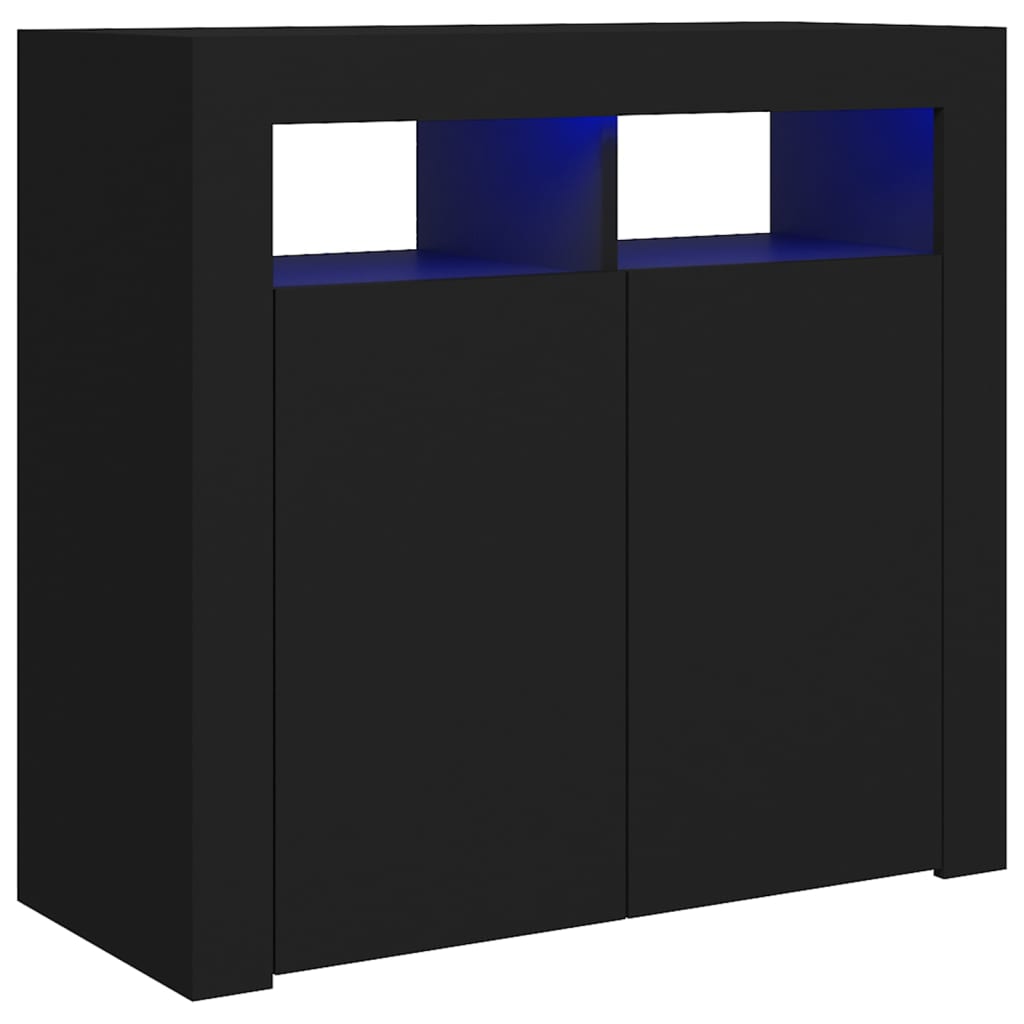 foto del prodotto credenza buffet cassettiera mobile contenitore organizer cucina soggiorno soggiorno con luci a led 80 x 35 x 75 cm nero 02 0030044