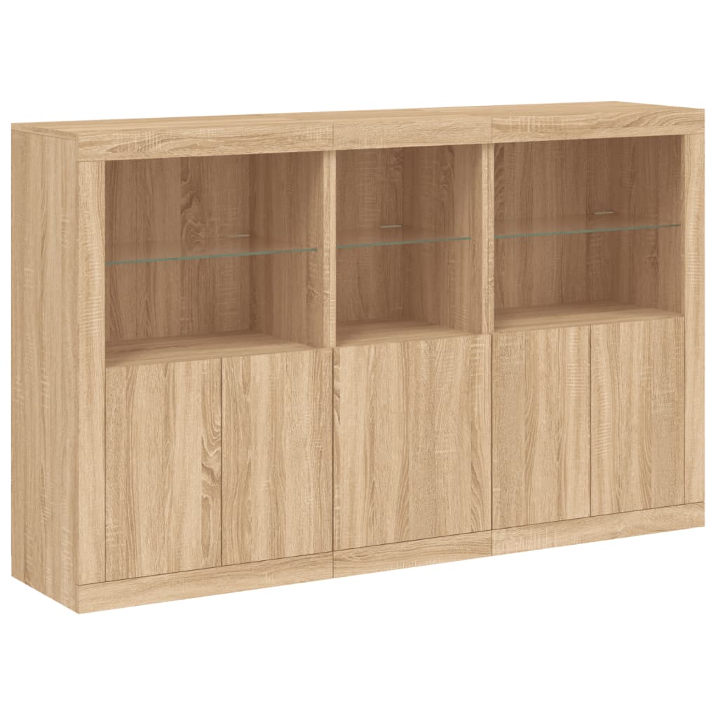 foto del prodotto credenza buffet cassettiera mobile contenitore organizer cucina soggiorno soggiorno con luci a led sonoma 162 x 37 x 100 cm marrone 02 0029941