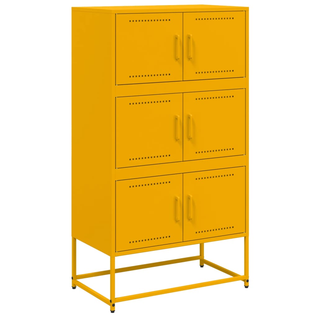 foto del prodotto credenza buffet cassettiera mobile contenitore organizer cucina soggiorno soggiorno giallo senape 68,5 x 38,5 x 123,5 cm acciaio giallo 02 0035705