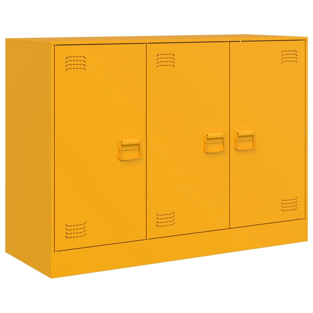foto del prodotto credenza buffet cassettiera mobile contenitore organizer cucina soggiorno soggiorno giallo senape 99 x 39 x 73 cm acciaio giallo 02 0035712
