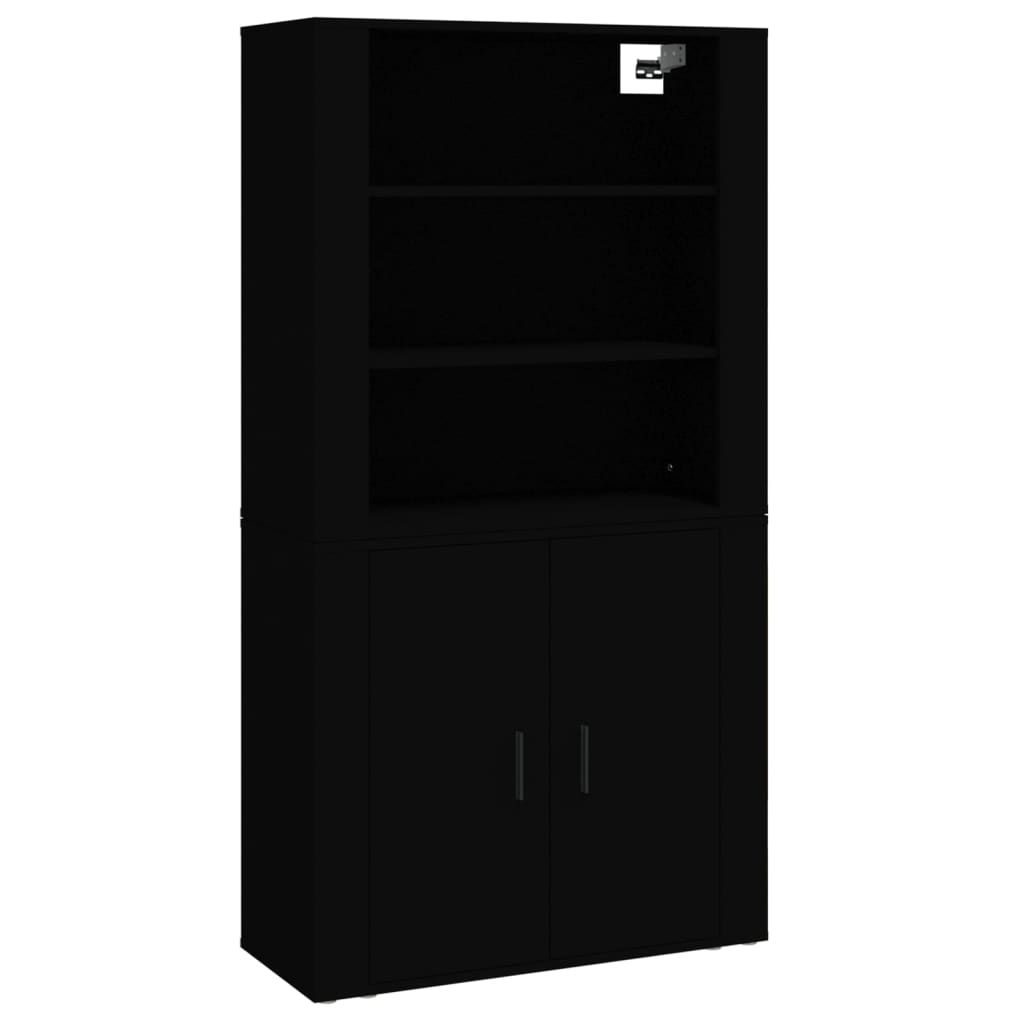 foto del prodotto credenza buffet cassettiera mobile contenitore organizer cucina soggiorno soggiorno legno multistrato nero 02 0035142