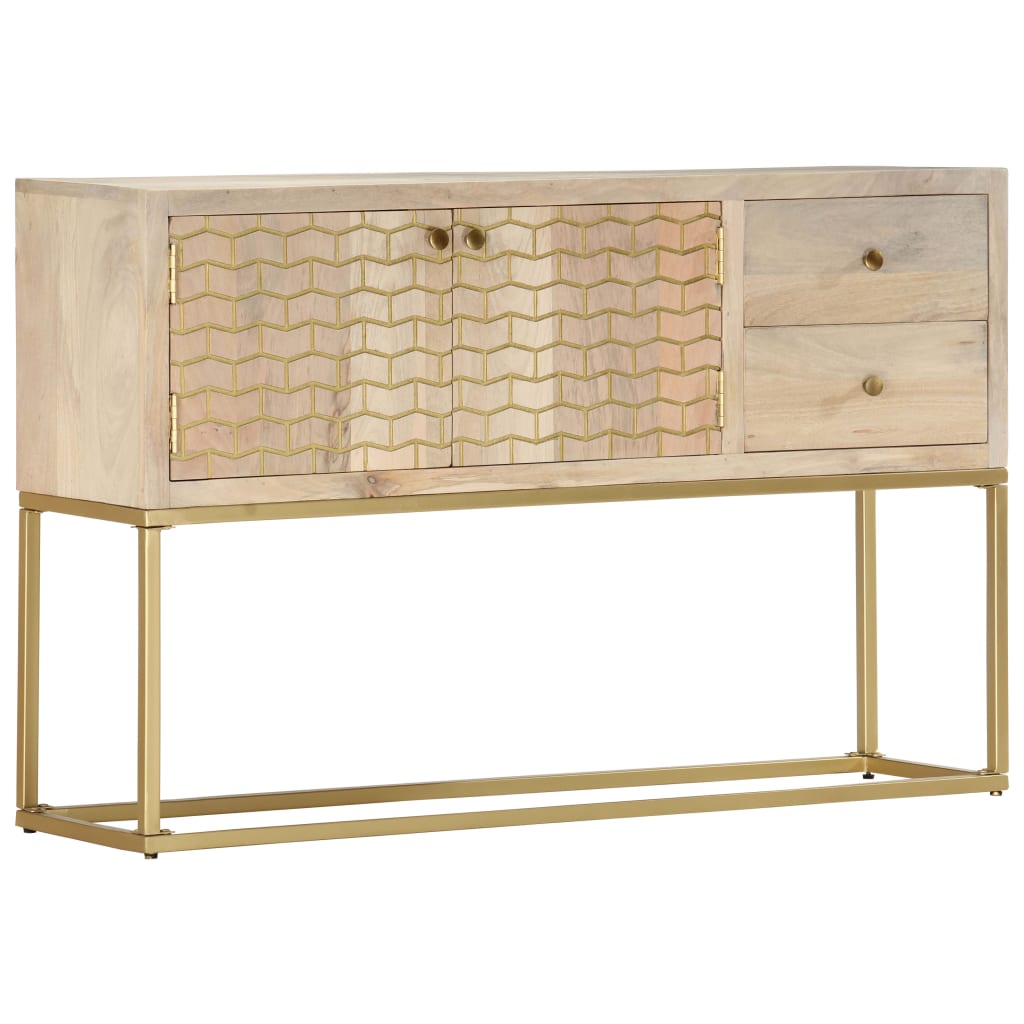 foto del prodotto credenza buffet cassettiera mobile contenitore organizer cucina soggiorno soggiorno oro 120 x 30 x 75 cm legno massello di mango oro 02 0031752