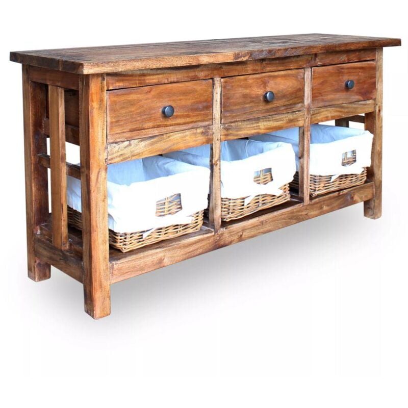 foto del prodotto credenza buffet consolle mobile contenitore in legno massello di recupero 100 cm