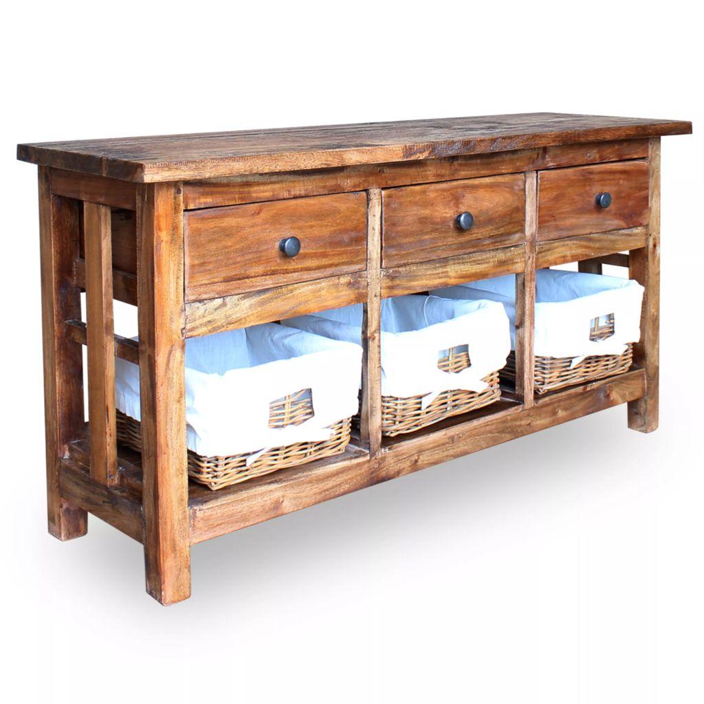foto del prodotto credenza buffet consolle mobile contenitore in legno massello di recupero 100 cm 4402144