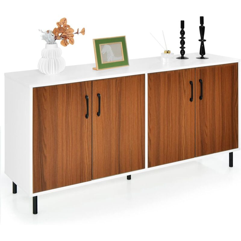 foto del prodotto credenza buffet da cucina a 4 porte, armadio di stoccaggio, struttura a 5 gambe, armadio d accento ideale per soggiorno, sala da pranzo, cucina