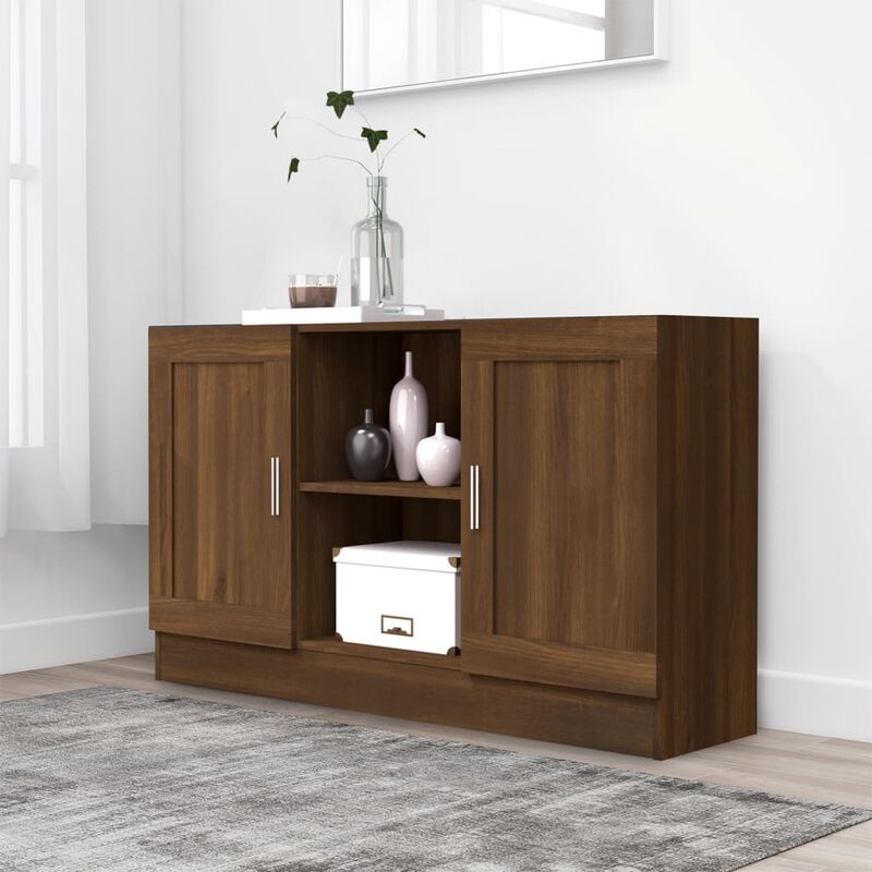 foto del prodotto credenza buffet mobile da cucina rovere marrone 120x30,5x70 cm in legno multistrato bv696745 bonnevie