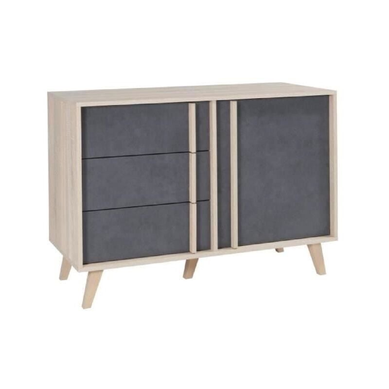 foto del prodotto credenza buffet modello piccolo malmo in rovere chiaro e grigio cemento