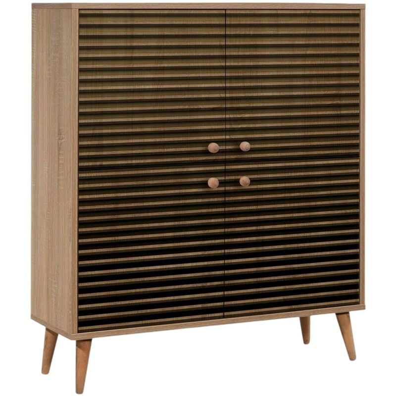 foto del prodotto credenza canopo, buffet da soggiorno, madia da salotto, dispensa da cucina, 95x36h111 cm, quercia, con imballo rinforzato, con imballo rinforzato - dmora