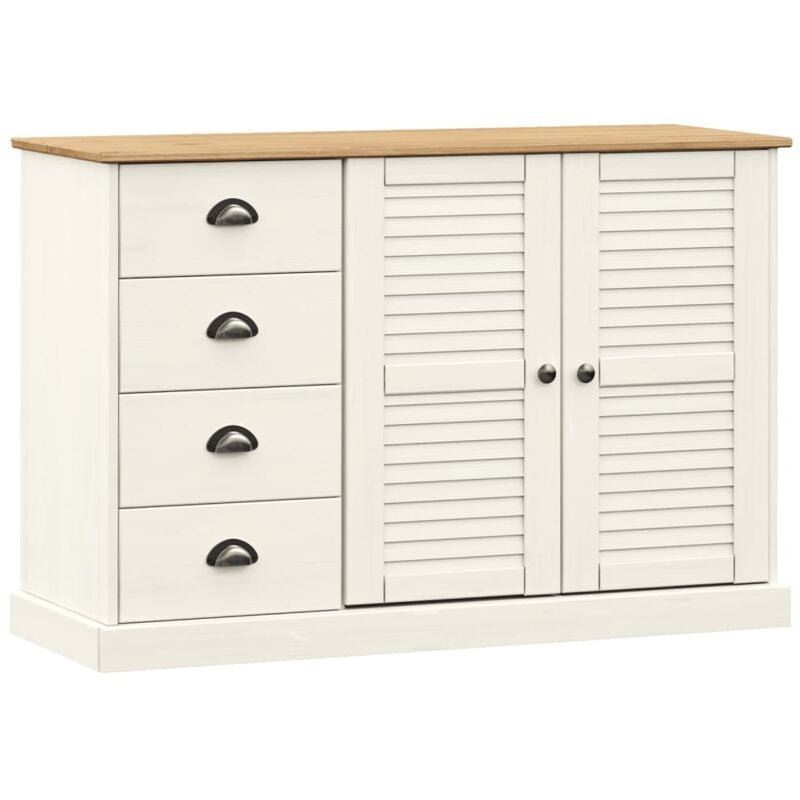 foto del prodotto credenza cassetti vigo 113x40x75 cm legno massello pino bianco vidaxl