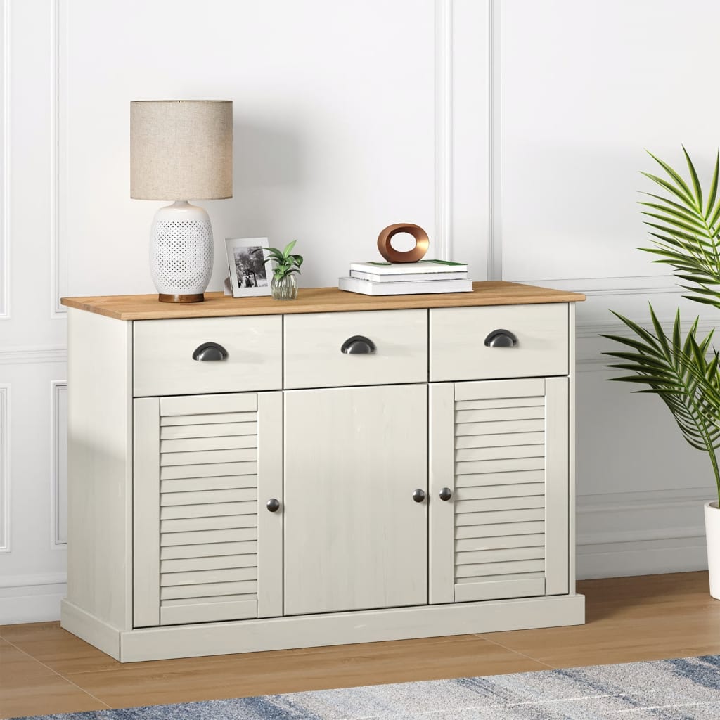 foto del prodotto credenza cassetti vigo 113x40x75 cm legno massello pino biancocod mxl 103613