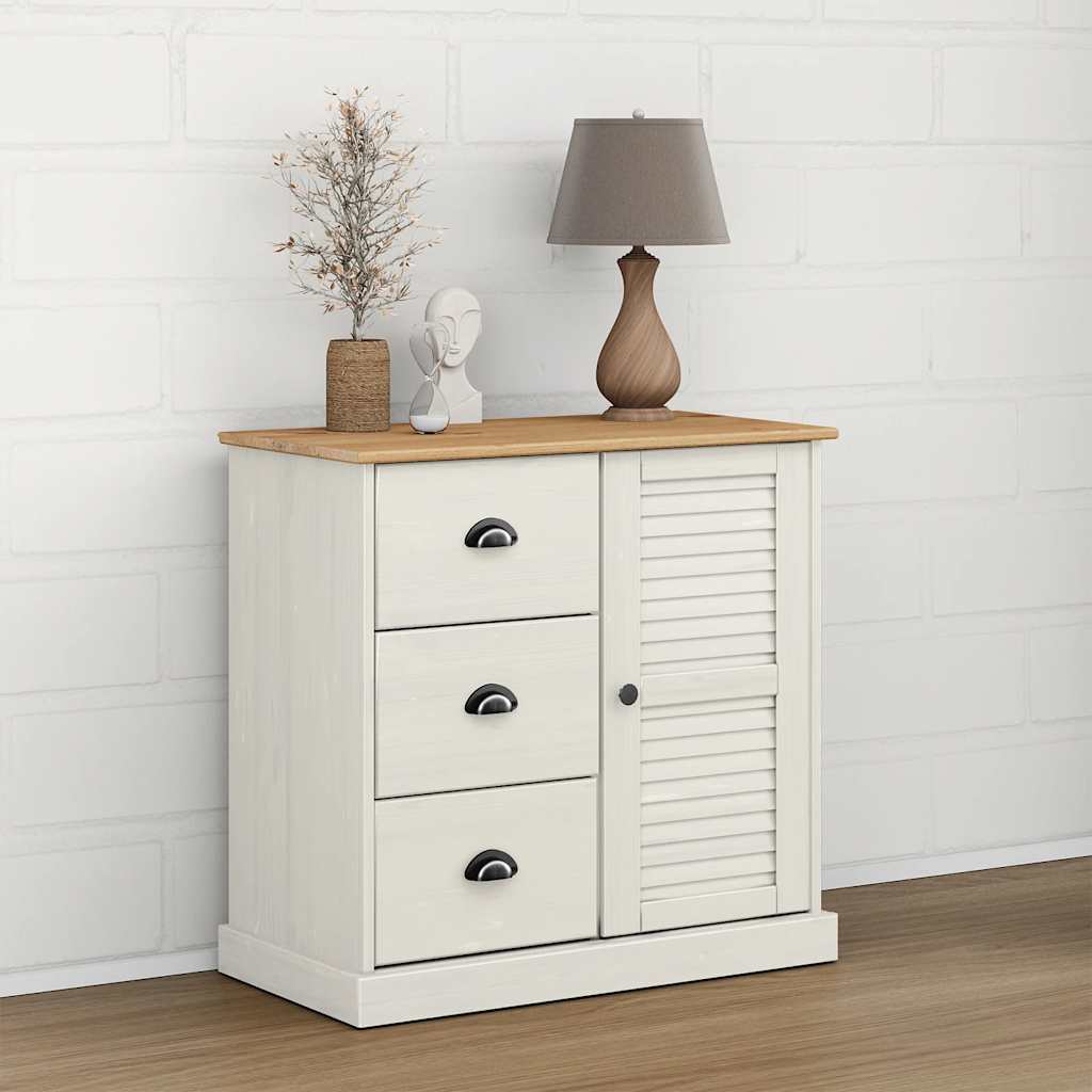 foto del prodotto credenza cassetti vigo bianco 78x40x75 cm legno massello pinocod mxl 80463