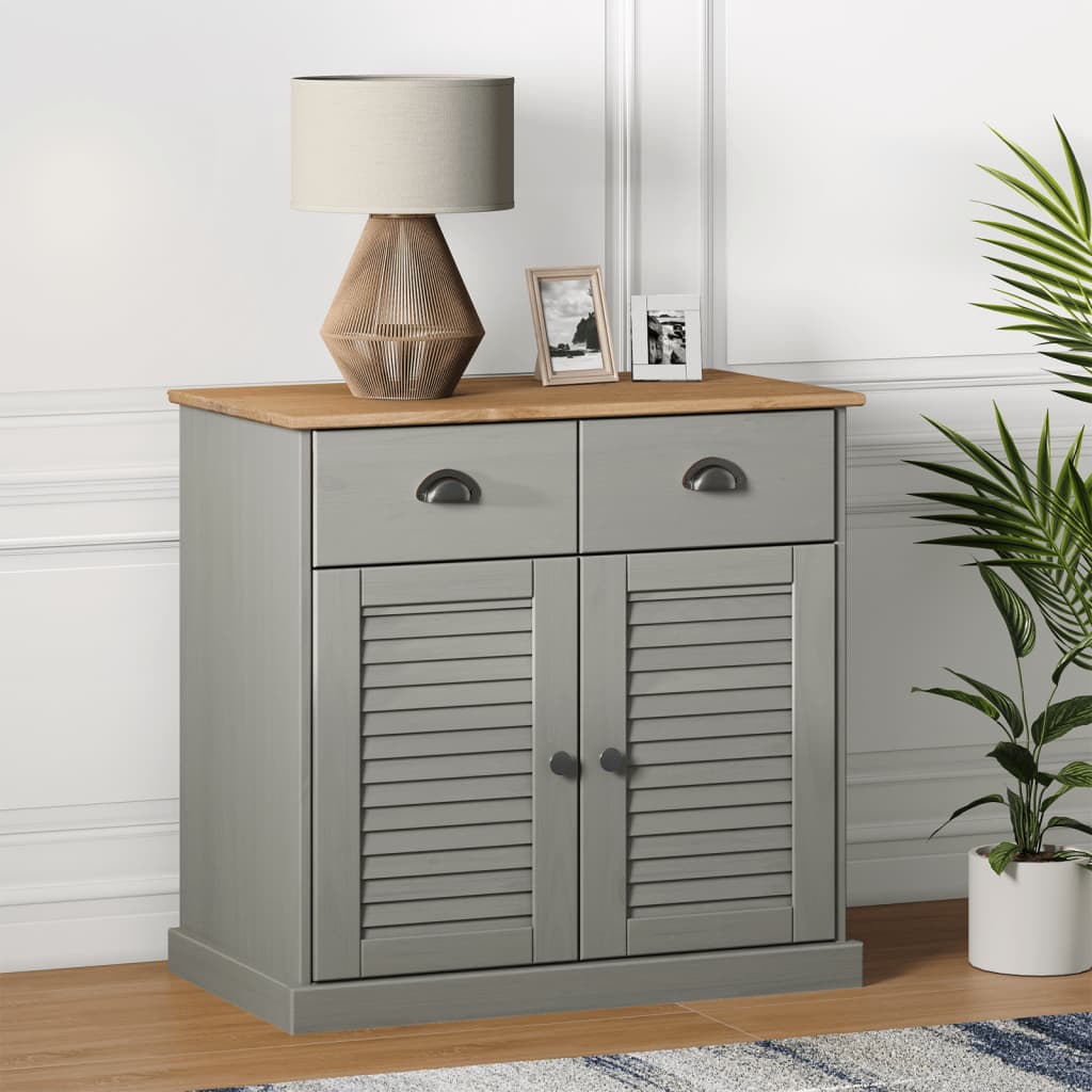 foto del prodotto credenza cassetti vigo grigia 78x40x75 cm legno massello pinocod mxl 129342
